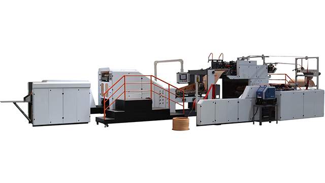 Blockbodenbeutelmaschine für Papierbeutel mit Kordelhenkeln