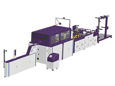 Blockbodenbeutelmaschine für Papierbeutel mit Kordel- oder Flachhenkeln (J-Cut)