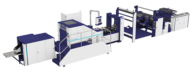Blockbodenbeutelmaschine für Papierbeutel mit Griffloch